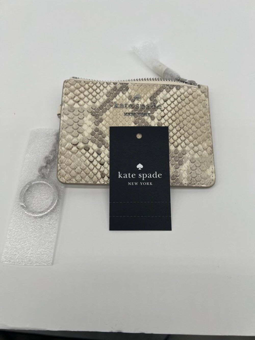 NWT Kate Spade Kayla Snake Embossed Shoulder Bag + Matching Key Card Holder Set - Picture 9 of 12